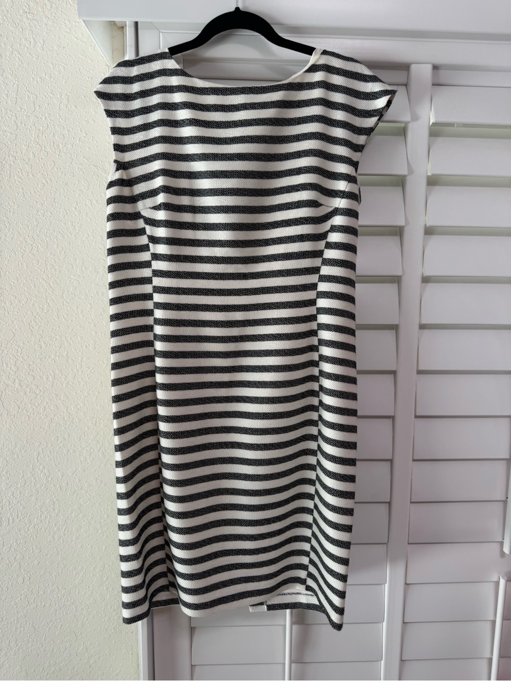 Trina Turk Classic Black and White Striped Sheath Dress